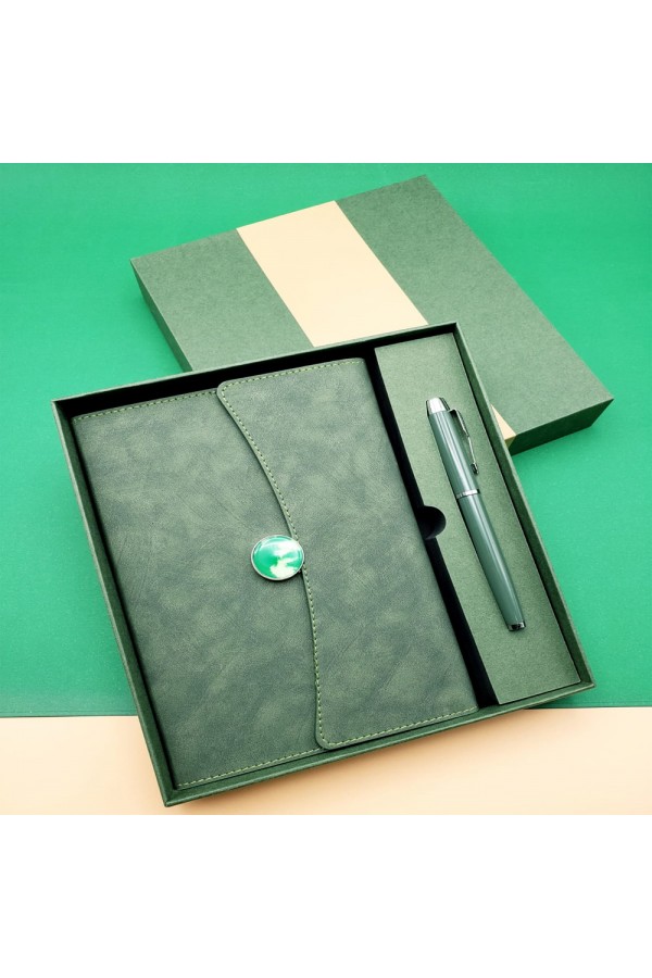 Özel Kutulu Deri Defter Ve Roller Kalem Seti