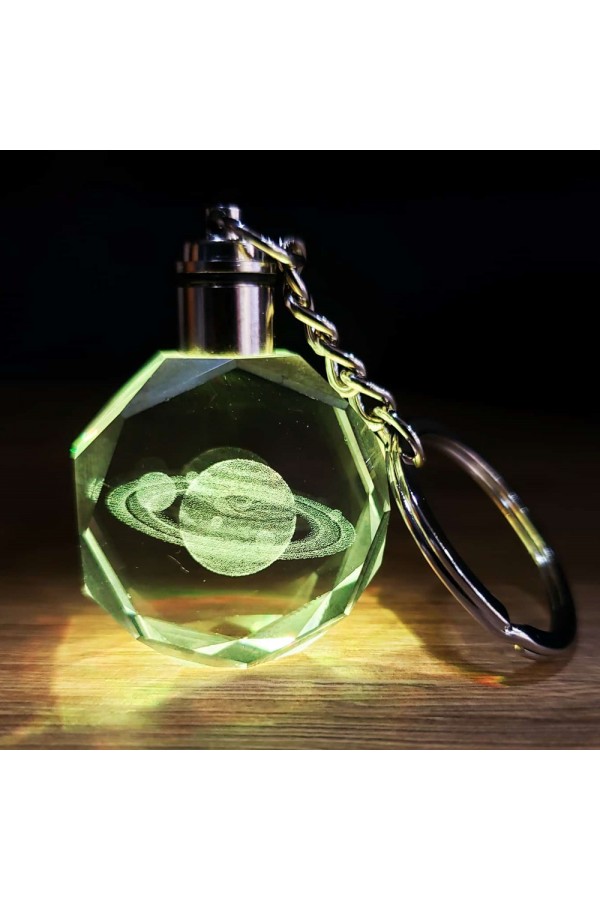 Renk Değiştiren Satürn Gezegen Küre Ve Anahtarlık Seti