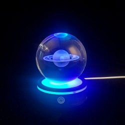 Satürn Gezegen Tasarım Dönen Usb'li Cam Küre Satürn Gezegen Tasarım Dönen Usb'li Cam Küre