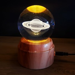 Satürn Gezegen Tasarımlı Dönen Cam Küre Satürn Gezegen Tasarımlı Dönen Cam Küre