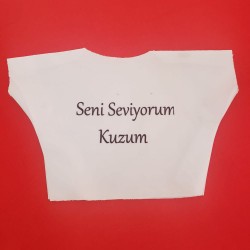 Seni Seviyorum Kuzum Yazılı Oyuncak Peluş Tişörtü Seni Seviyorum Kuzum Yazılı Oyuncak Peluş Tişörtü