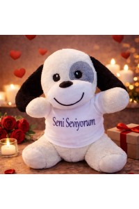 Seni Seviyorum Tişörtlü Sevimli Peluş Köpek