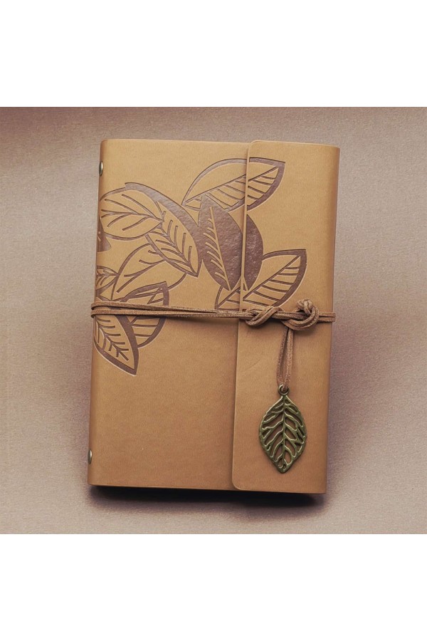 Siyah Yapraklı Deri Defter Ve Kalem Seti Siyah Yapraklı Deri Defter Ve Kalem Seti