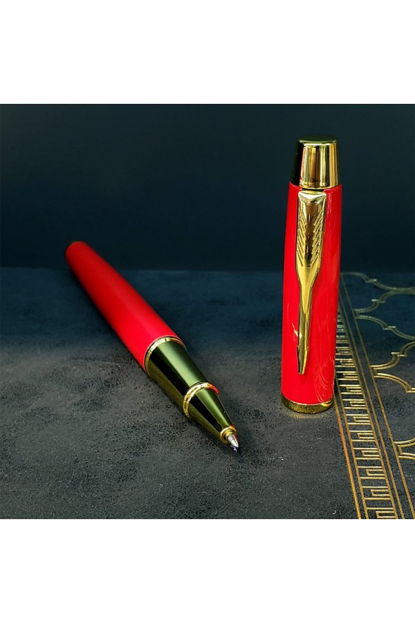 Tüylü Kalem Motif Kutulu Kırmızı Roller Kalem