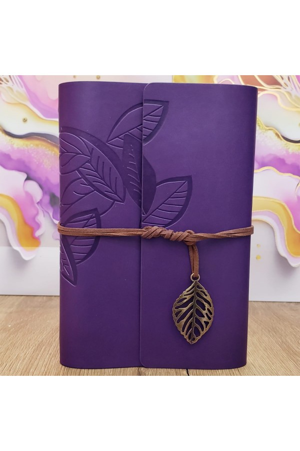 Yaprak Desenli Çizgisiz Deri Defter