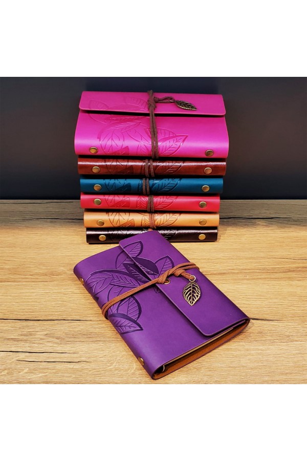 Yaprak Desenli Deri Defter