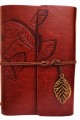 Yaprak Desenli Kahverengi Deri Defter