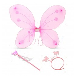 Kelebek Kız Seti – 50 cm Kelebek Kanadı, Taç ve Asa