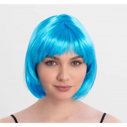 Turkuaz Açık Mavi Renk Düz Kesim Kısa Küt Parti Peruğu Turkuaz Açık Mavi Renk Düz Kesim Kısa Küt Parti Peruğu