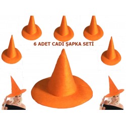 Parti Aksesuar Turuncu Renk Keçe Cadı Şapkası Yetişkin Çocuk Uyumlu 6 Adet Parti Aksesuar Turuncu Renk Keçe Cadı Şapkası Yetişkin Çocuk Uyumlu 6 Adet
