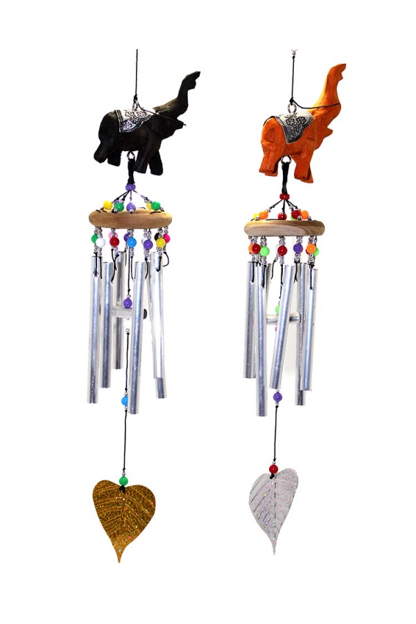 Üstü Ahşap Altı Metallı Filli Rüzgar Çanı