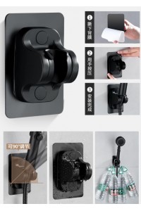 Yapışkanlı Duş Başlığı Tutucu Ayarlı Siyah Yapışkanlı Duş Başlığı Tutucu Ayarlı Siyah