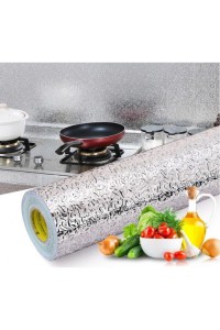 Yapışkanlı Kolay Silinebilir Mutfak Tezgah Üstü Folyo Gümüş