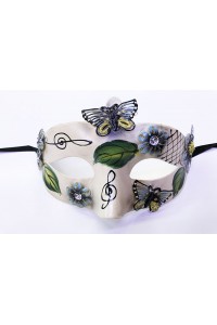 Parti Yaprak Modelli Kelebek İşlemeli Yılbaşı Parti Maskesi Siyah Renk