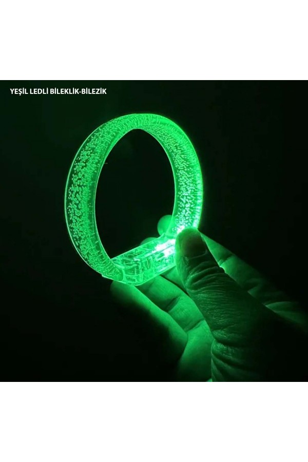 Yeşil Led Işıklı Baskı Yapılabilen Pilli Bileklik Bilezik 1,5 cm Genişlik Yeşil Led Işıklı Baskı Yapılabilen Pilli Bileklik Bilezik 1,5 cm Genişlik
