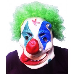 Parti Aksesuar Yeşil Renk Afro Bonus Peruklu Palyaço Lateks Et Maske