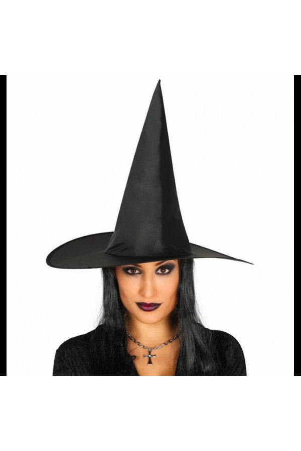 Yetişkin Boy Siyah Cadı Şapkası ve Uzun Siyah Cadı Peruğu