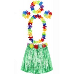 Yetişkin ve Çocuk Uyumlu Luau Aloha Hawaii Yeşil Etek ve Renkli Kolye Taç 2 Adet Bileklik Seti Yetişkin ve Çocuk Uyumlu Luau Aloha Hawaii Yeşil Etek ve Renkli Kolye Taç 2 Adet Bileklik Seti