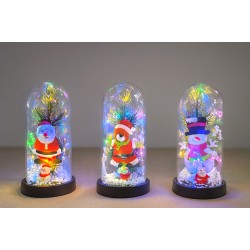 Yılbaşı Temalı Işıklı  Dekoratif Cam Fanus