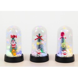 Yılbaşı Temalı Işıklı  Dekoratif Cam Fanus