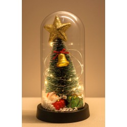 Yılbaşı Temalı Işıklı  Dekoratif Cam Fanus