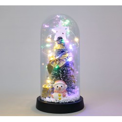 Yılbaşı Temalı Işıklı  Dekoratif Cam Fanus