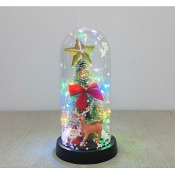 Yılbaşı Temalı Işıklı  Dekoratif Cam Fanus