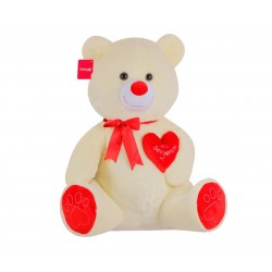 Yumoş Ayı 47 cm Ekru Kalpli Pelüş Ayı Sevgiliye Hediye
