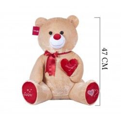 Yumoş Ayı 47 cm Kahverengi Kalpli Pelüş Ayı Sevgiliye Hediye
